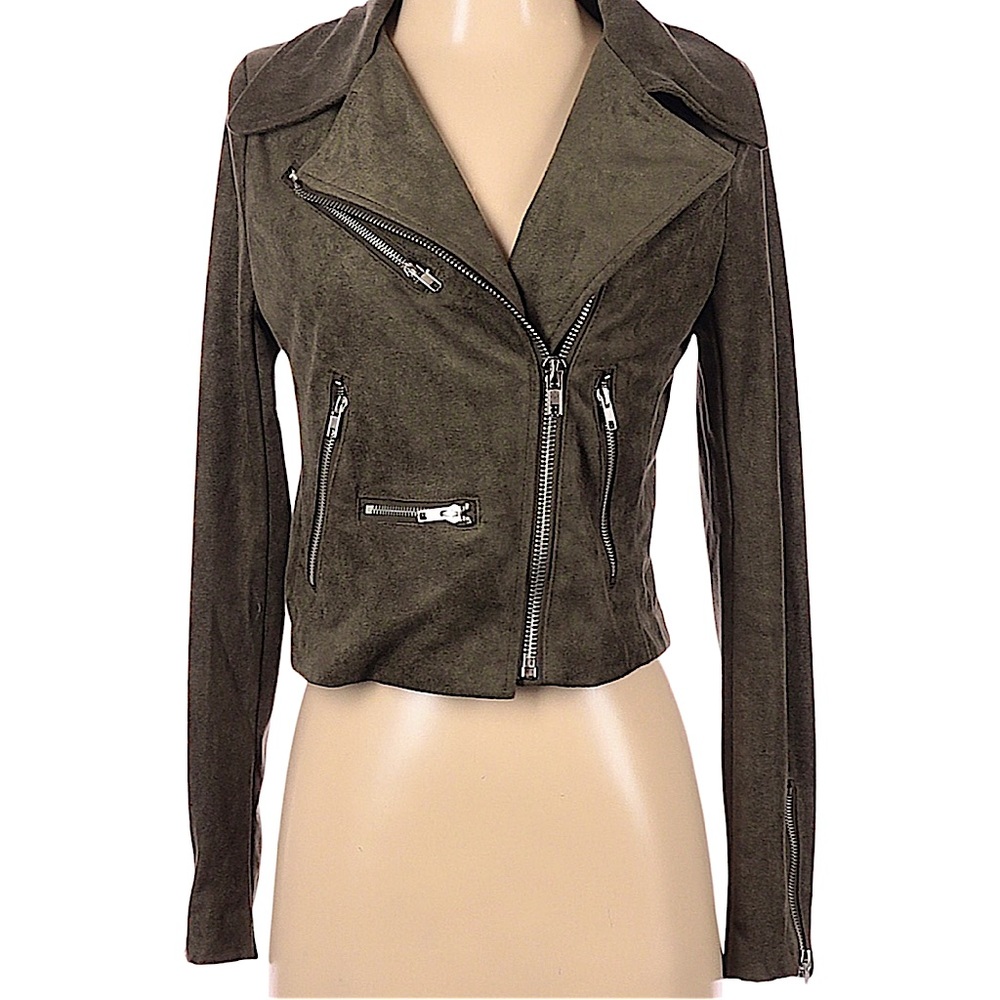 Vici Olive Green Suede Moto Jacket